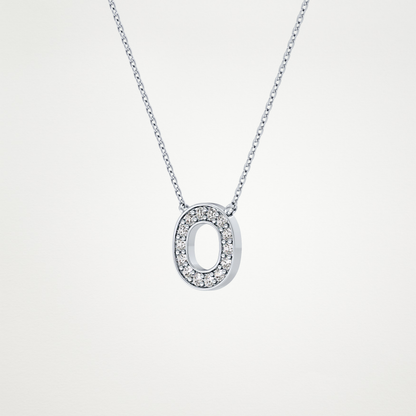 0.22 TCW Round Lab Grown Diamond O Initial Shaped Necklace