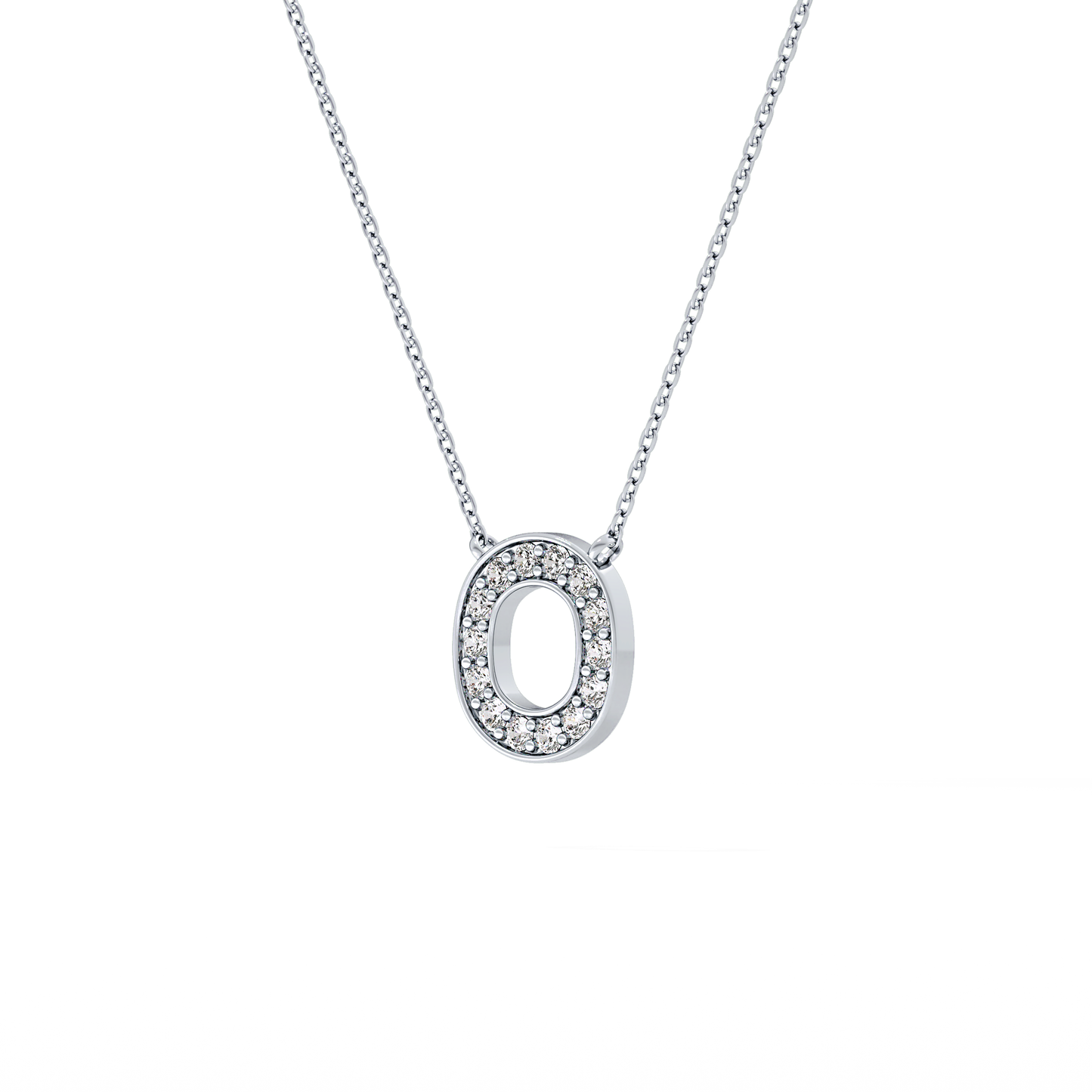 0.22 TCW Round Lab Grown Diamond O Initial Shaped Necklace