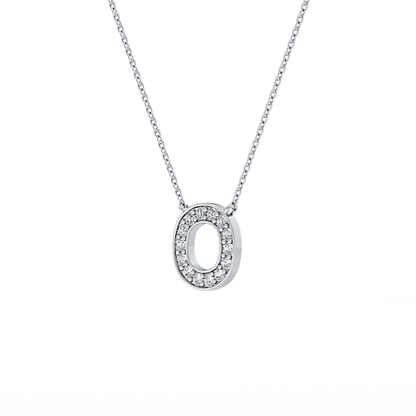 0.22 TCW Round Lab Grown Diamond O Initial Shaped Necklace