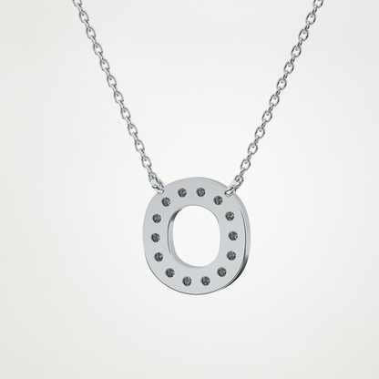 0.22 TCW Round Lab Grown Diamond O Initial Shaped Necklace