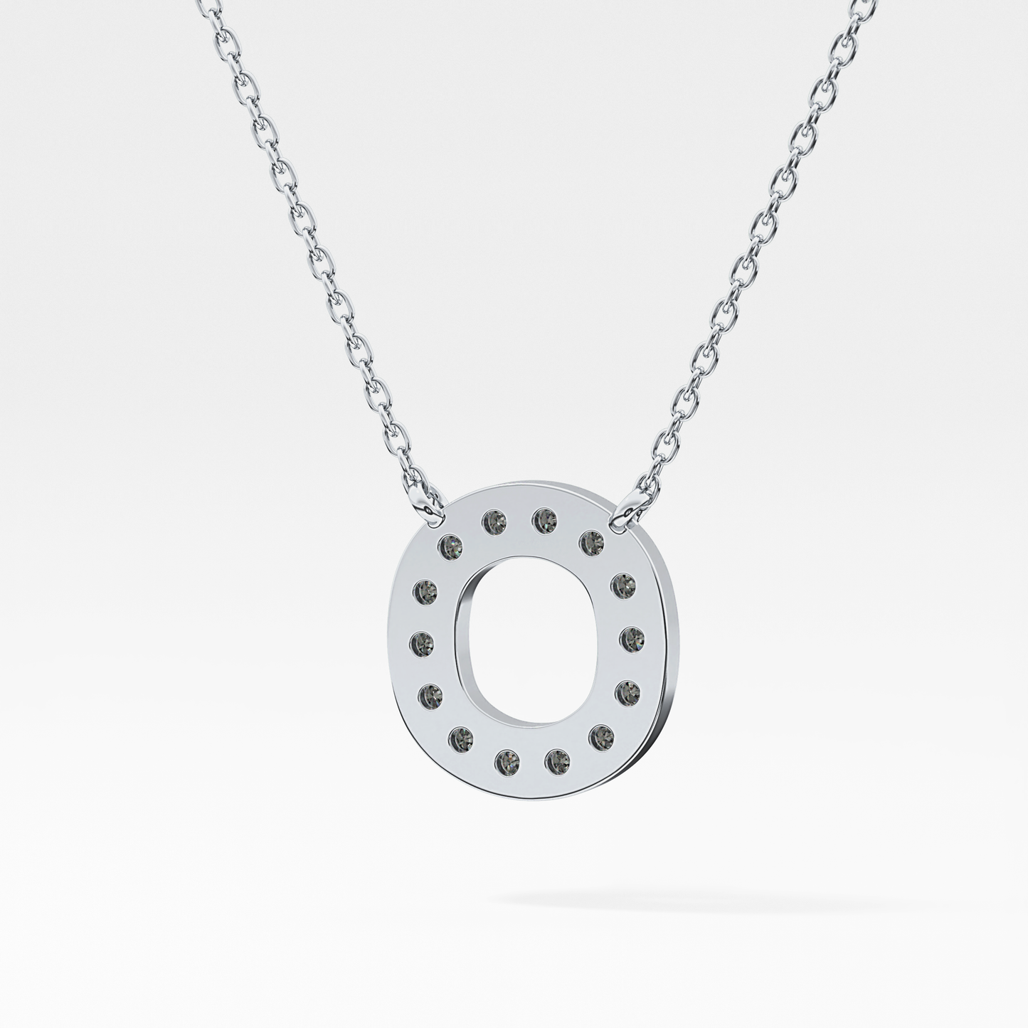 0.22 TCW Round Lab Grown Diamond O Initial Shaped Necklace