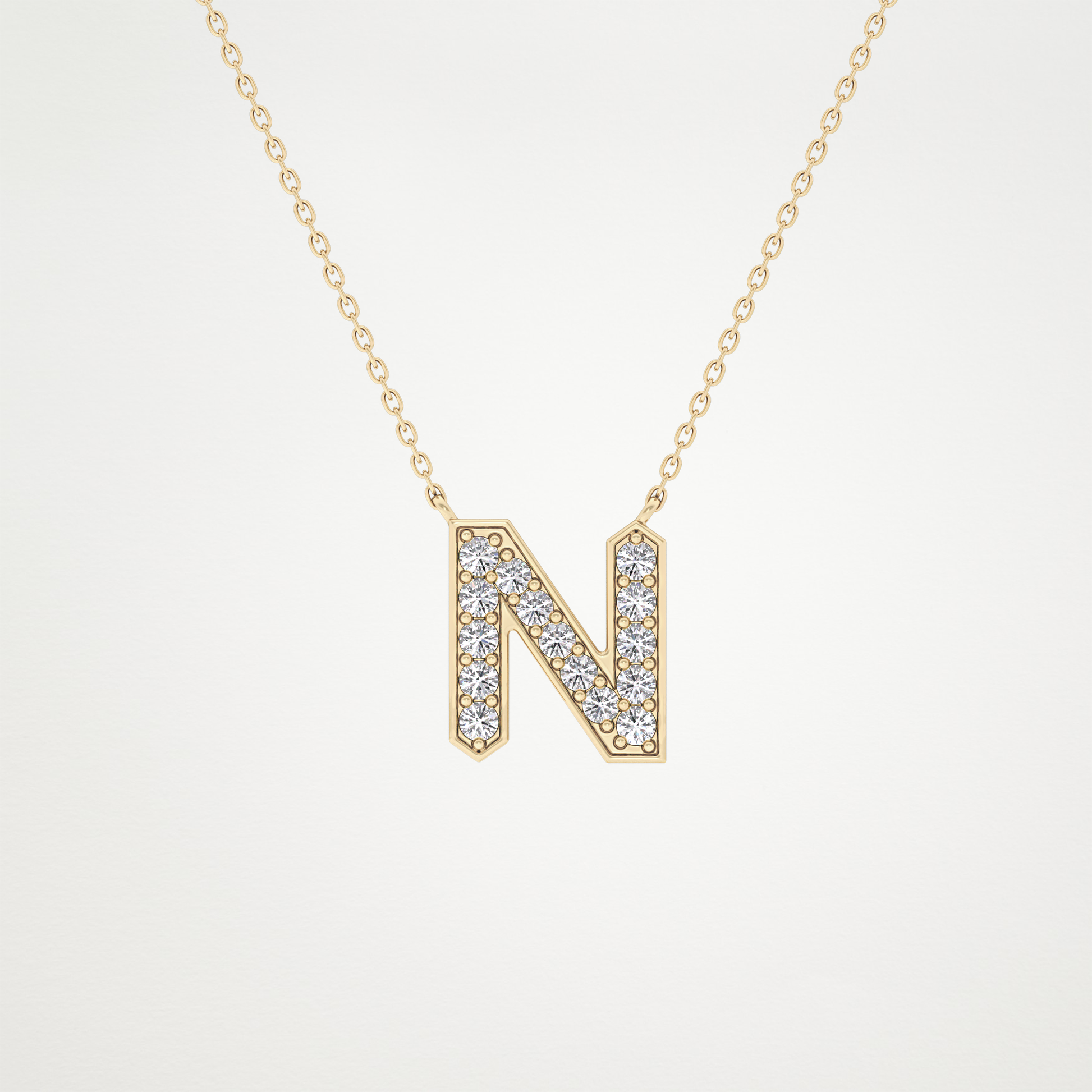0.31 TCW Round Lab Grown Diamond N Initial Pendant Necklace