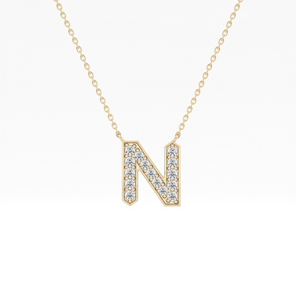 0.31 TCW Round Lab Grown Diamond N Initial Pendant Necklace