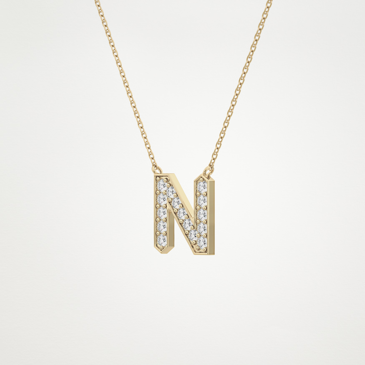 0.31 TCW Round Lab Grown Diamond N Initial Pendant Necklace