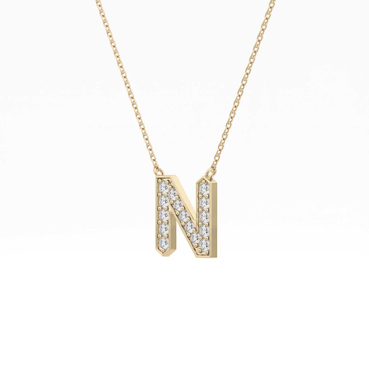 0.31 TCW Round Lab Grown Diamond N Initial Pendant Necklace