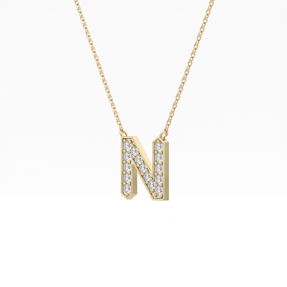 0.31 TCW Round Lab Grown Diamond N Initial Pendant Necklace