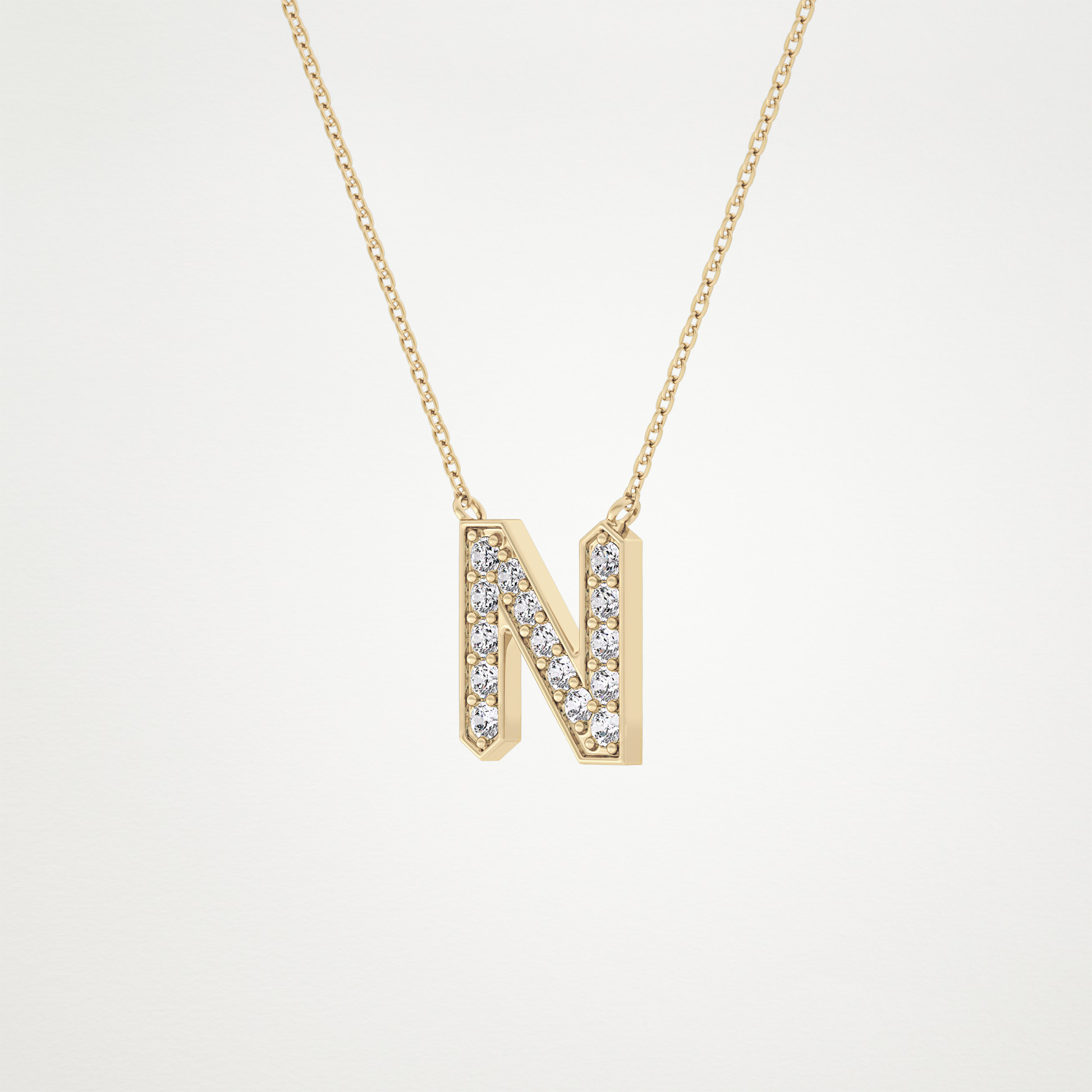 0.31 TCW Round Lab Grown Diamond N Initial Pendant Necklace