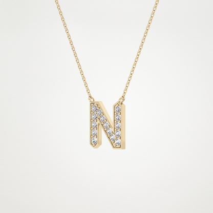 0.31 TCW Round Lab Grown Diamond N Initial Pendant Necklace