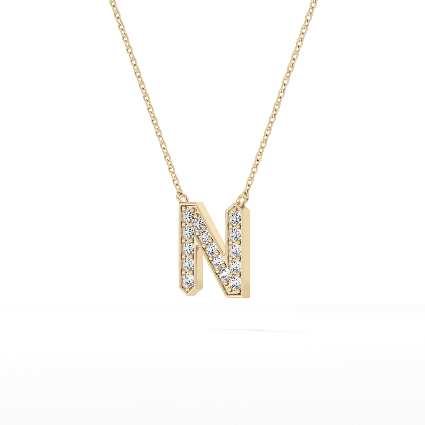 0.31 TCW Round Lab Grown Diamond N Initial Pendant Necklace