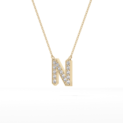 0.31 TCW Round Lab Grown Diamond N Initial Pendant Necklace