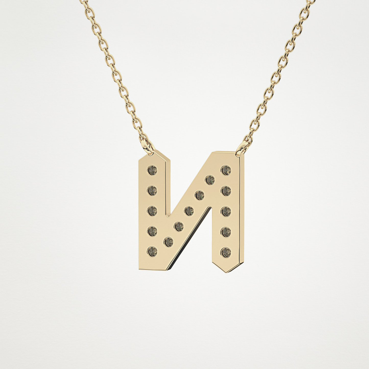 0.31 TCW Round Lab Grown Diamond N Initial Pendant Necklace
