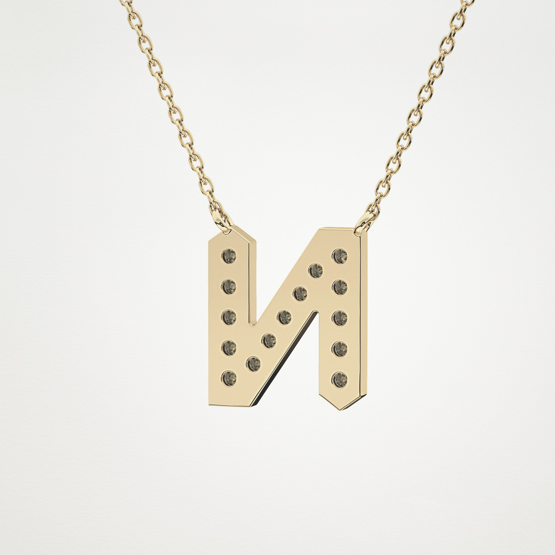0.31 TCW Round Lab Grown Diamond N Initial Pendant Necklace