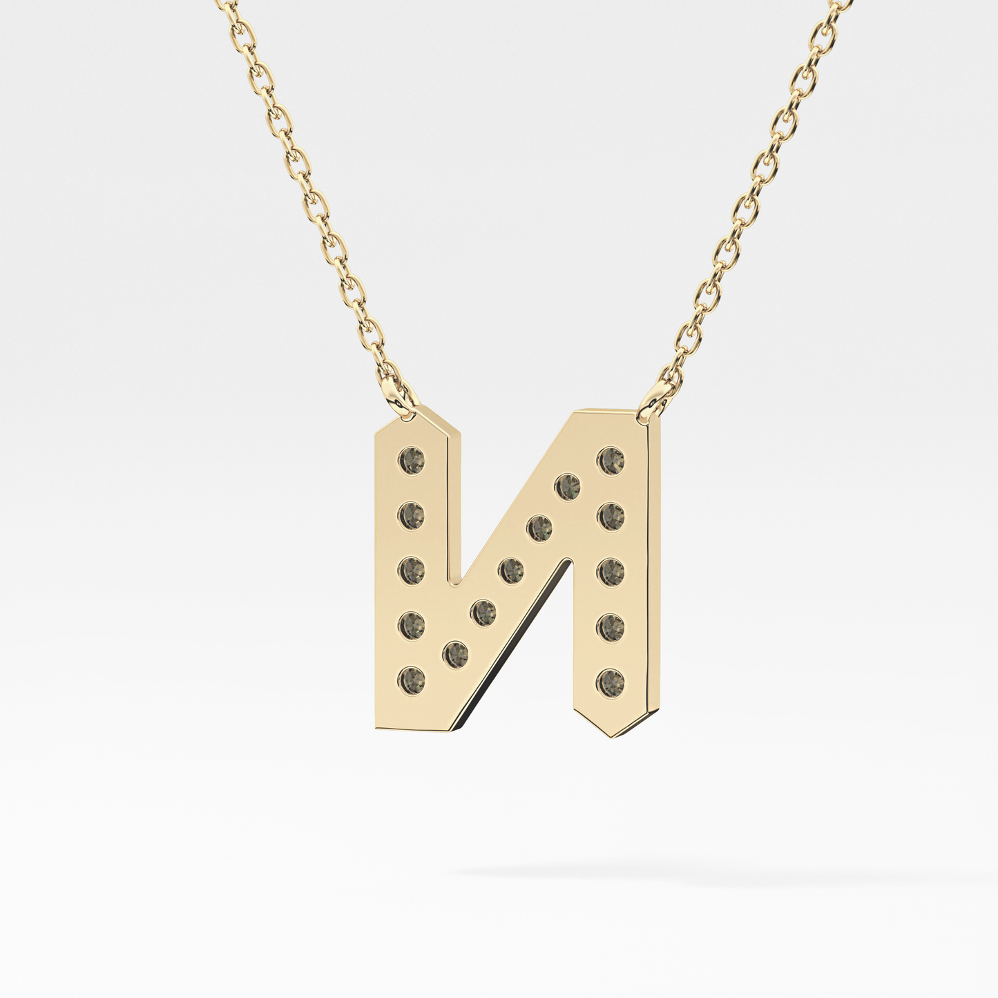 0.31 TCW Round Lab Grown Diamond N Initial Pendant Necklace