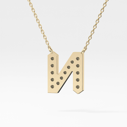0.31 TCW Round Lab Grown Diamond N Initial Pendant Necklace