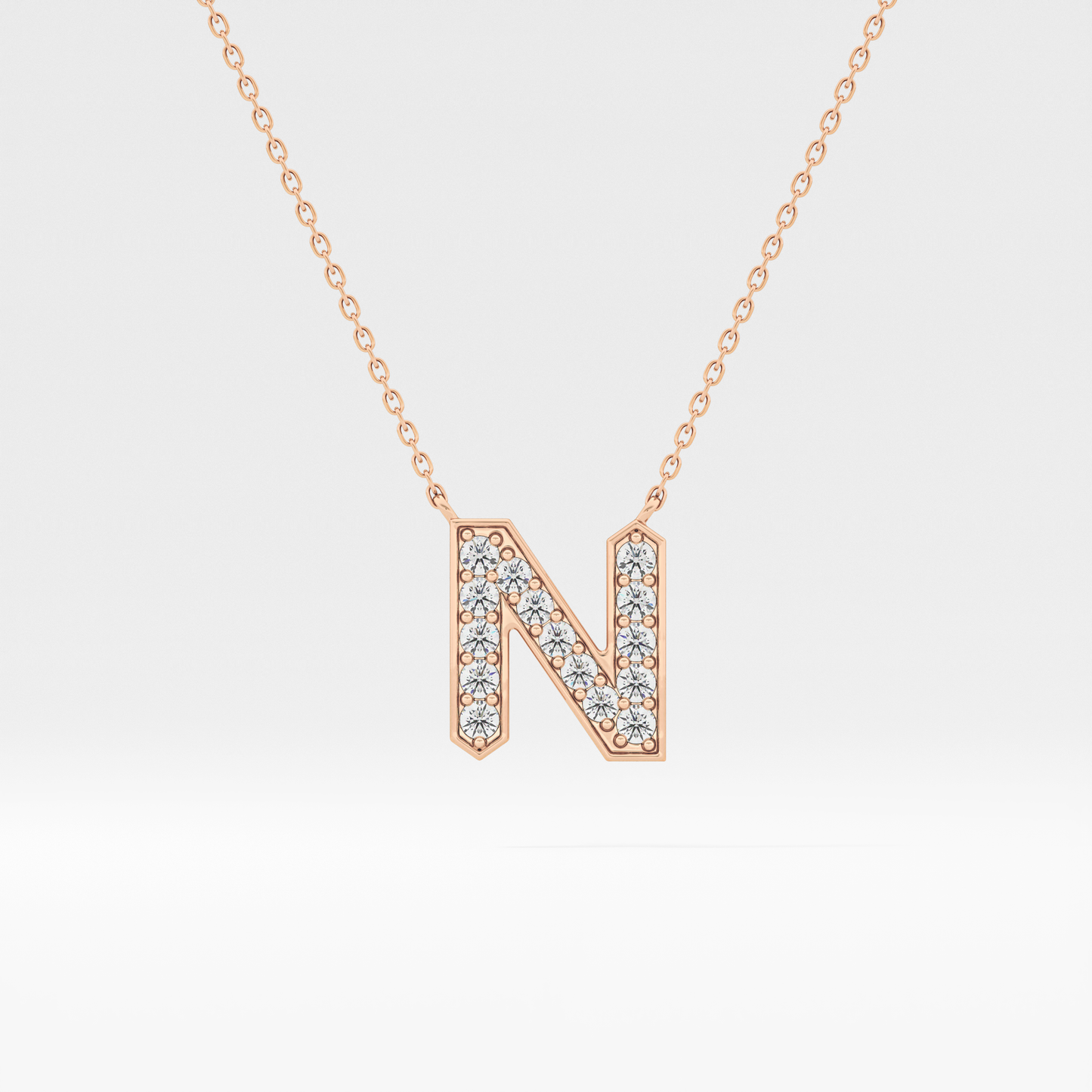 0.31 TCW Round Lab Grown Diamond N Initial Pendant Necklace