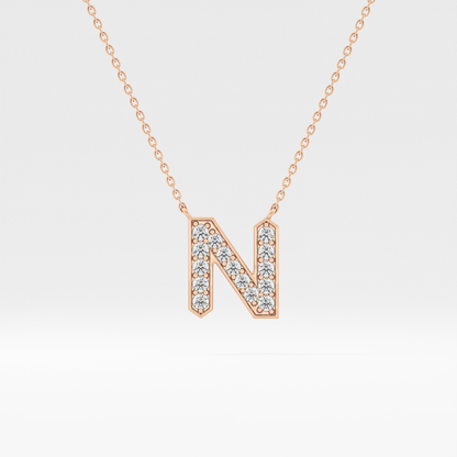 0.31 TCW Round Lab Grown Diamond N Initial Pendant Necklace