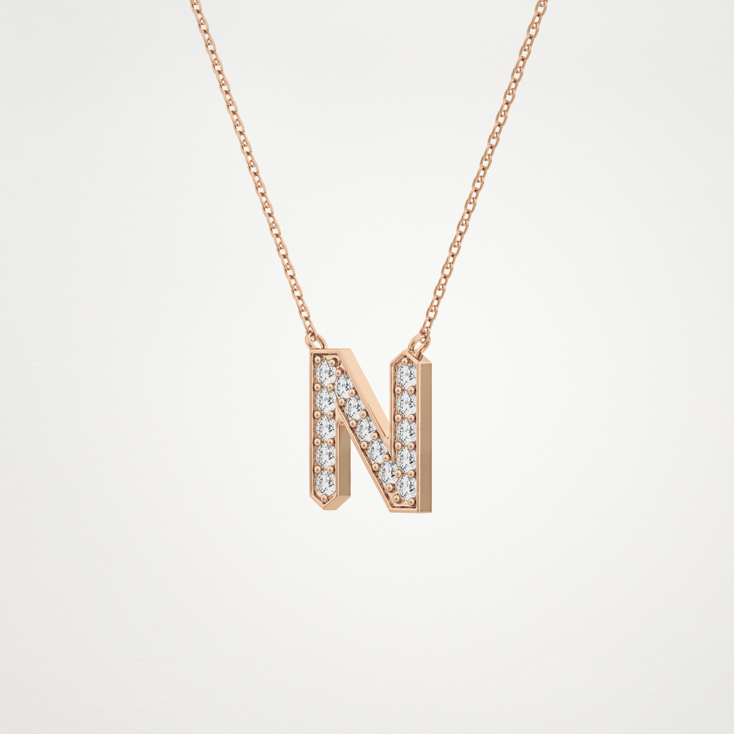 0.31 TCW Round Lab Grown Diamond N Initial Pendant Necklace
