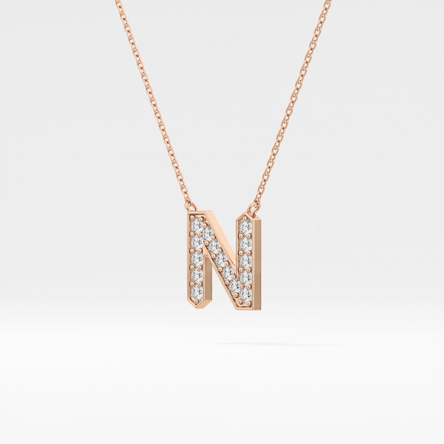 0.31 TCW Round Lab Grown Diamond N Initial Pendant Necklace