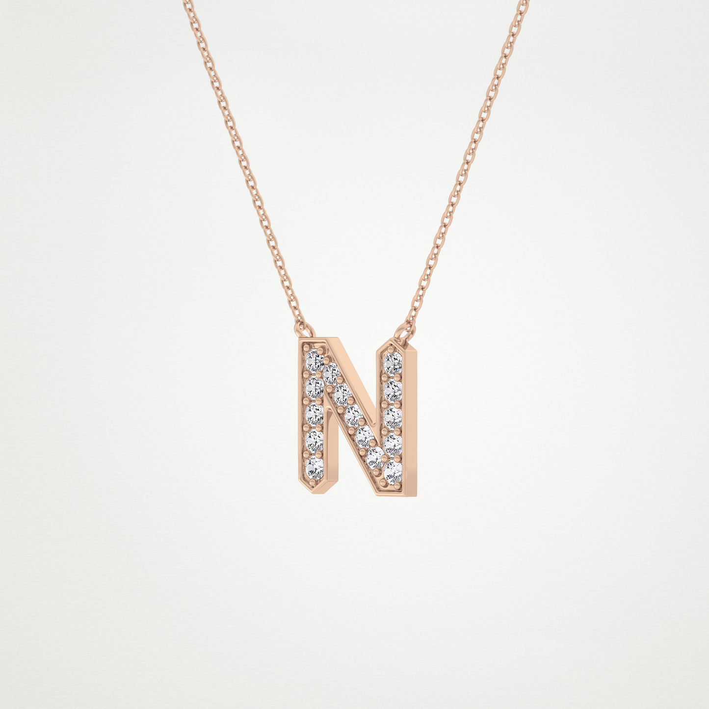 0.31 TCW Round Lab Grown Diamond N Initial Pendant Necklace