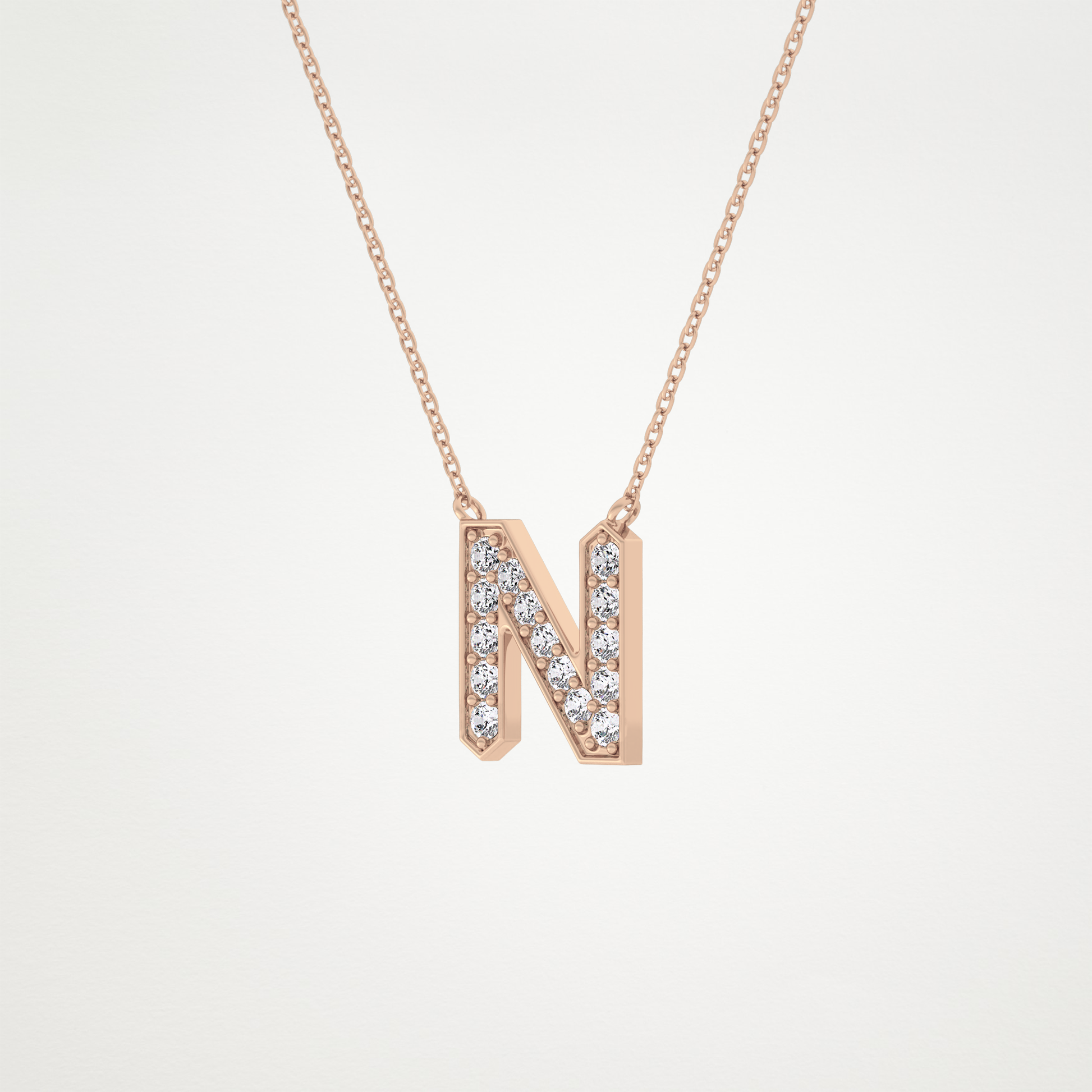 0.31 TCW Round Lab Grown Diamond N Initial Pendant Necklace