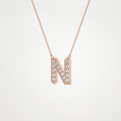 0.31 TCW Round Lab Grown Diamond N Initial Pendant Necklace
