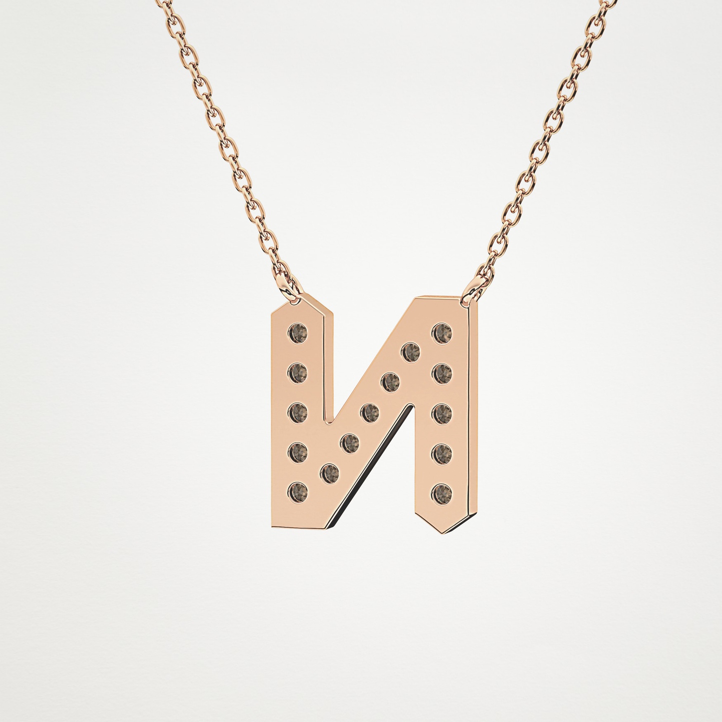0.31 TCW Round Lab Grown Diamond N Initial Pendant Necklace