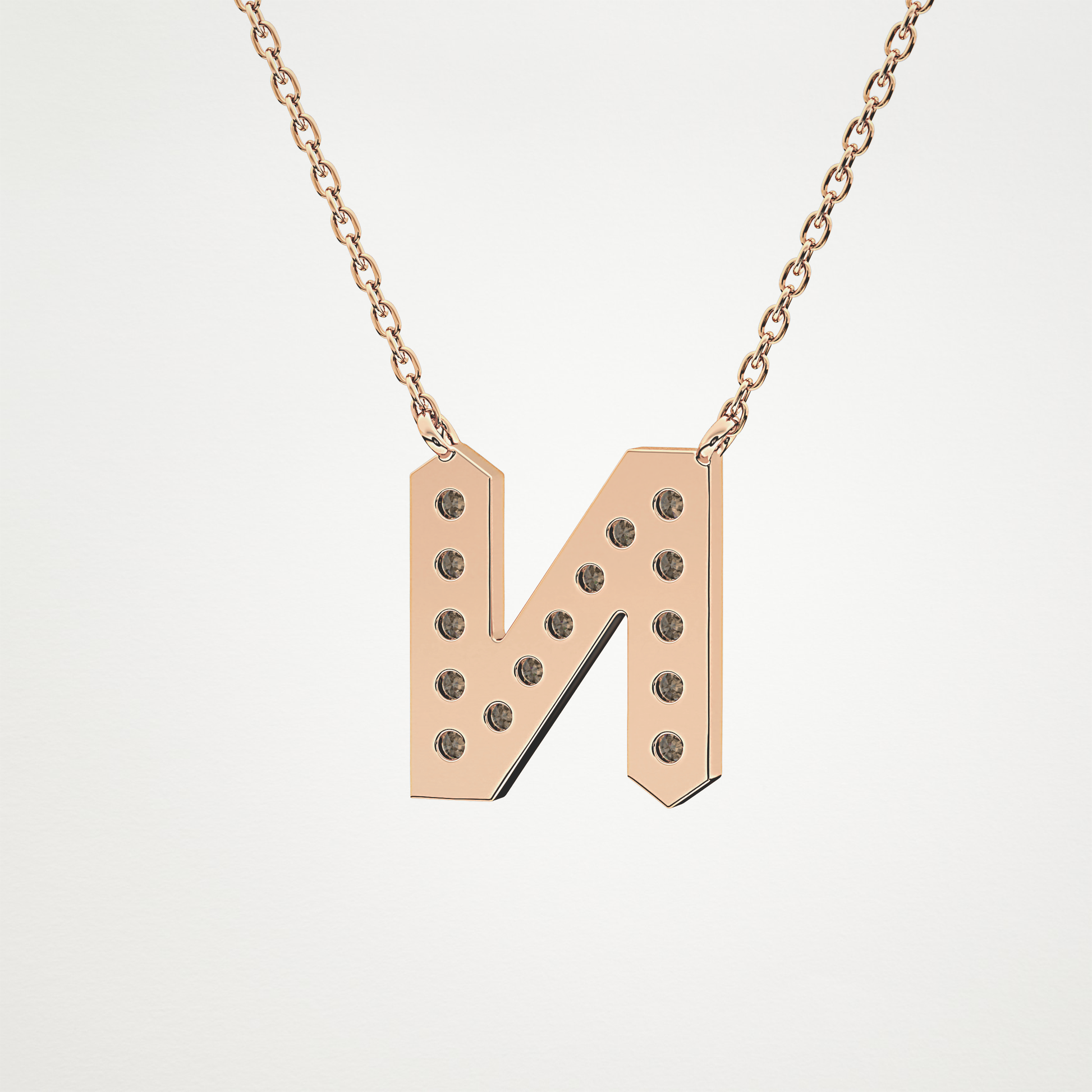 0.31 TCW Round Lab Grown Diamond N Initial Pendant Necklace