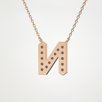 0.31 TCW Round Lab Grown Diamond N Initial Pendant Necklace