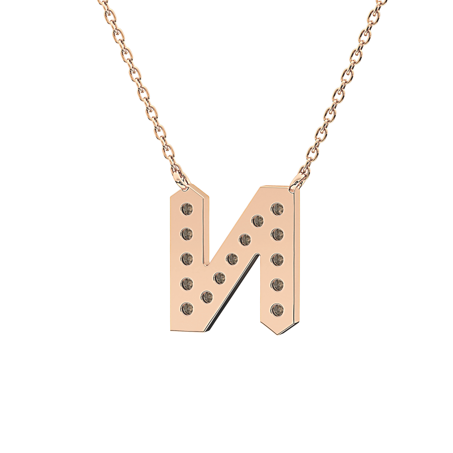 0.31 TCW Round Lab Grown Diamond N Initial Pendant Necklace