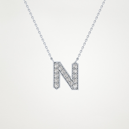 0.31 TCW Round Lab Grown Diamond N Initial Pendant Necklace