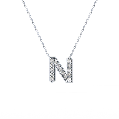 0.31 TCW Round Lab Grown Diamond N Initial Pendant Necklace