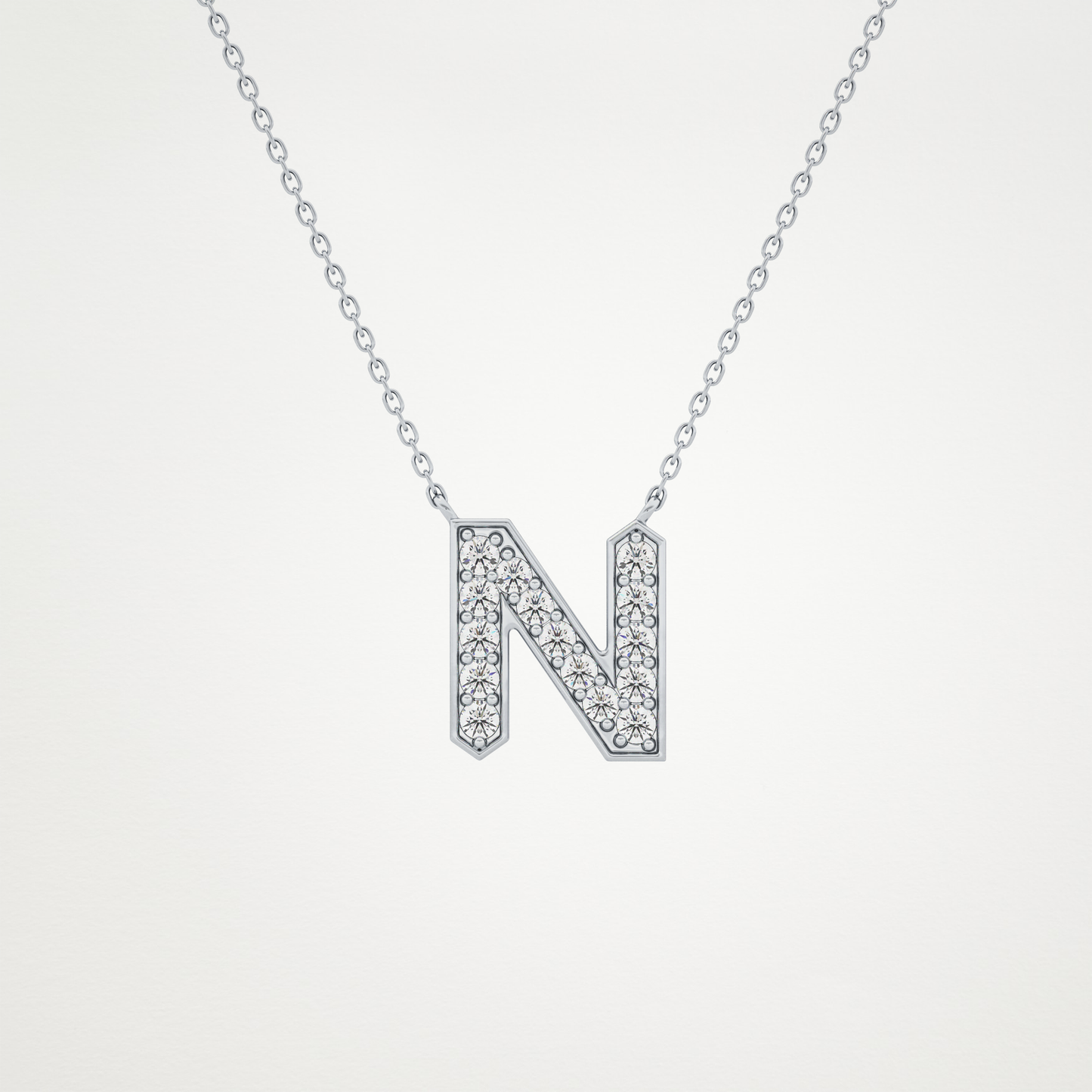 0.31 TCW Round Lab Grown Diamond N Initial Pendant Necklace