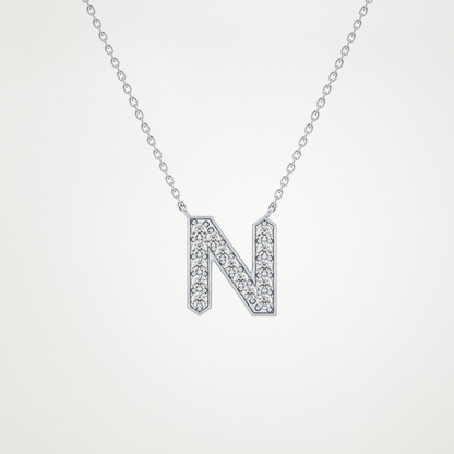 0.31 TCW Round Lab Grown Diamond N Initial Pendant Necklace