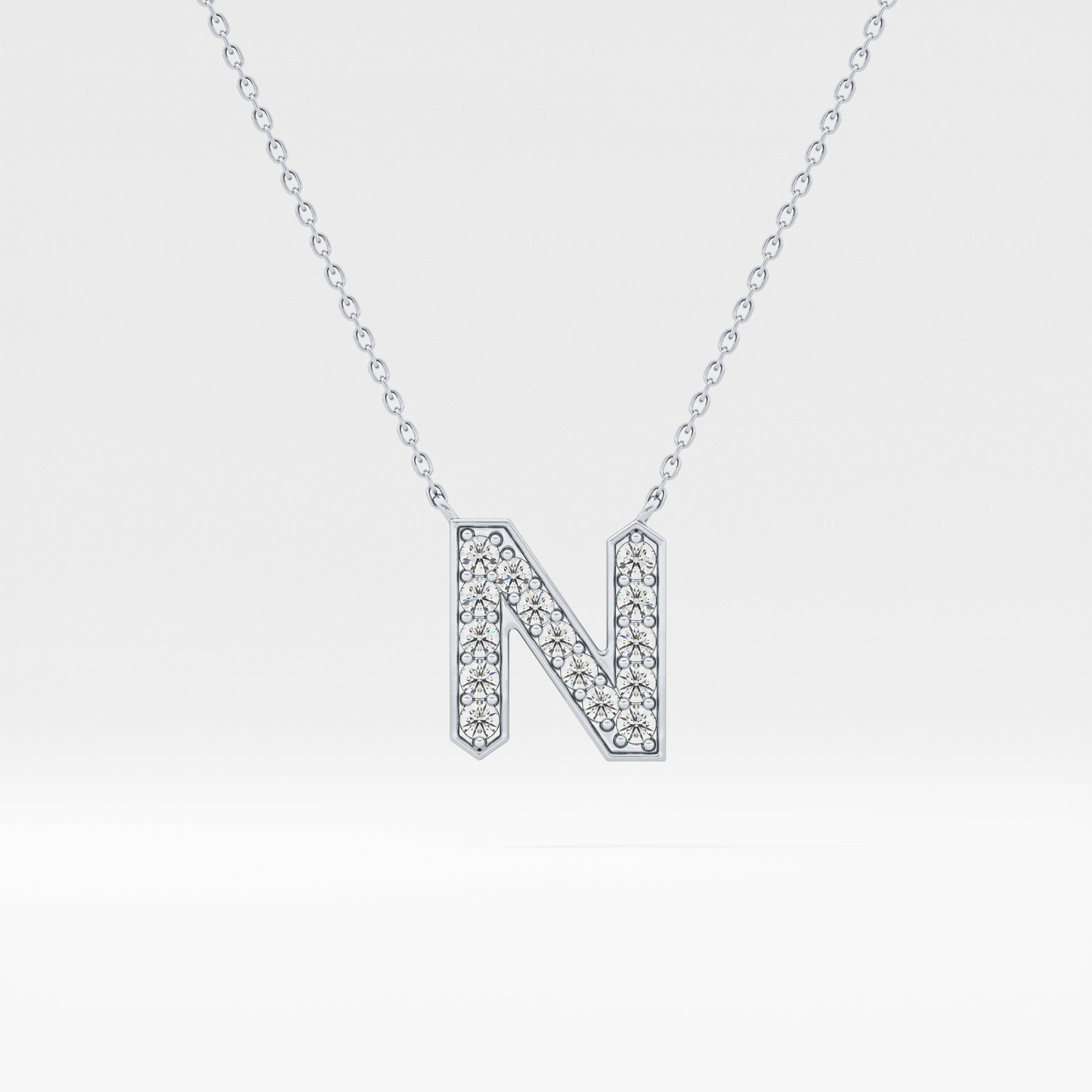 0.31 TCW Round Lab Grown Diamond N Initial Pendant Necklace