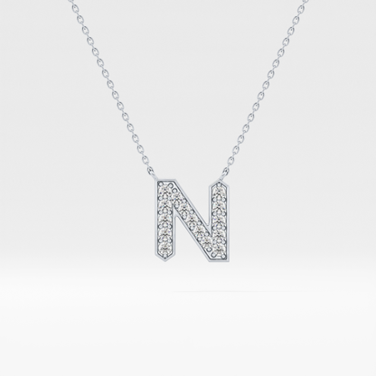 0.31 TCW Round Lab Grown Diamond N Initial Pendant Necklace