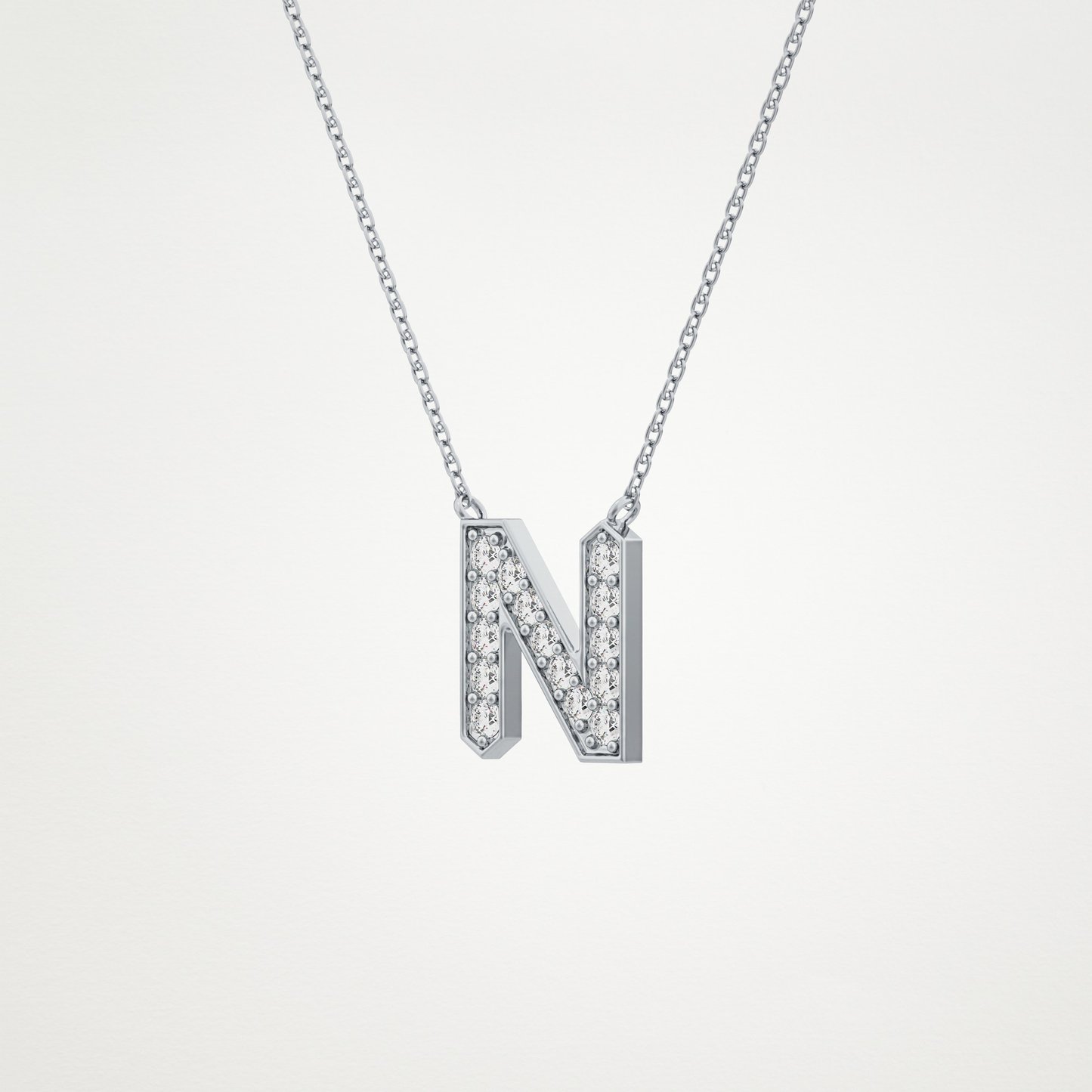 0.31 TCW Round Lab Grown Diamond N Initial Pendant Necklace