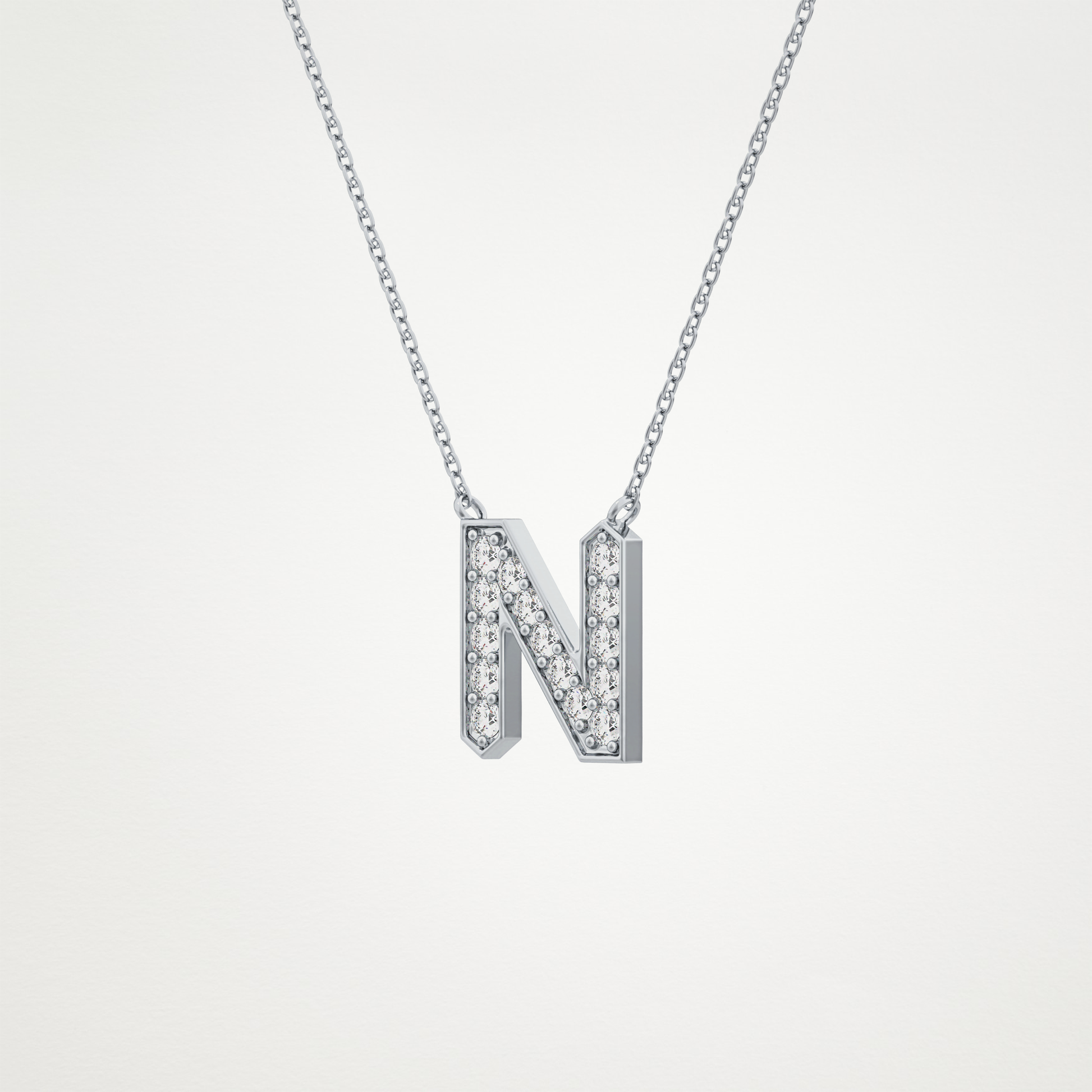 0.31 TCW Round Lab Grown Diamond N Initial Pendant Necklace