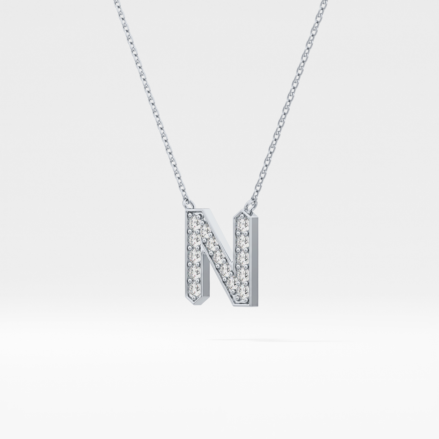 0.31 TCW Round Lab Grown Diamond N Initial Pendant Necklace