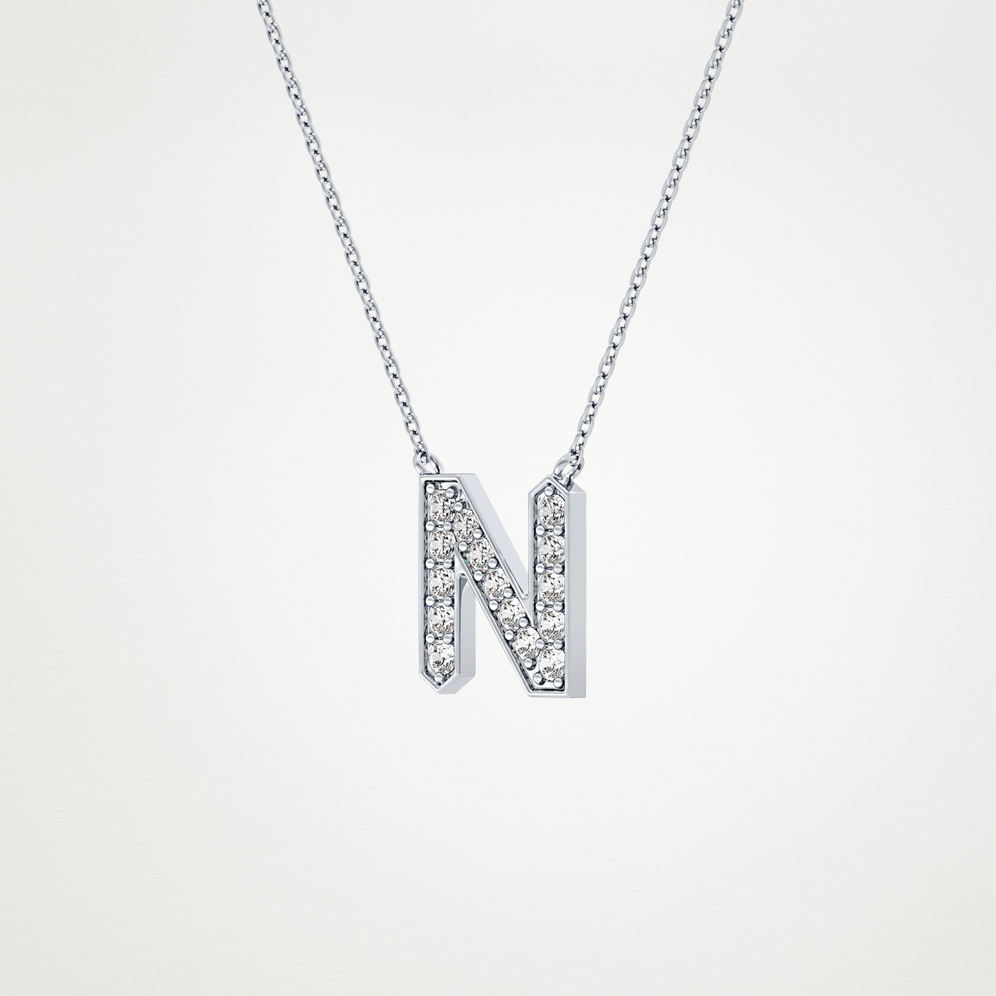 0.31 TCW Round Lab Grown Diamond N Initial Pendant Necklace