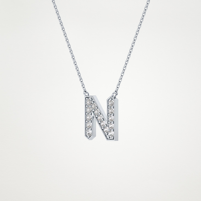 0.31 TCW Round Lab Grown Diamond N Initial Pendant Necklace