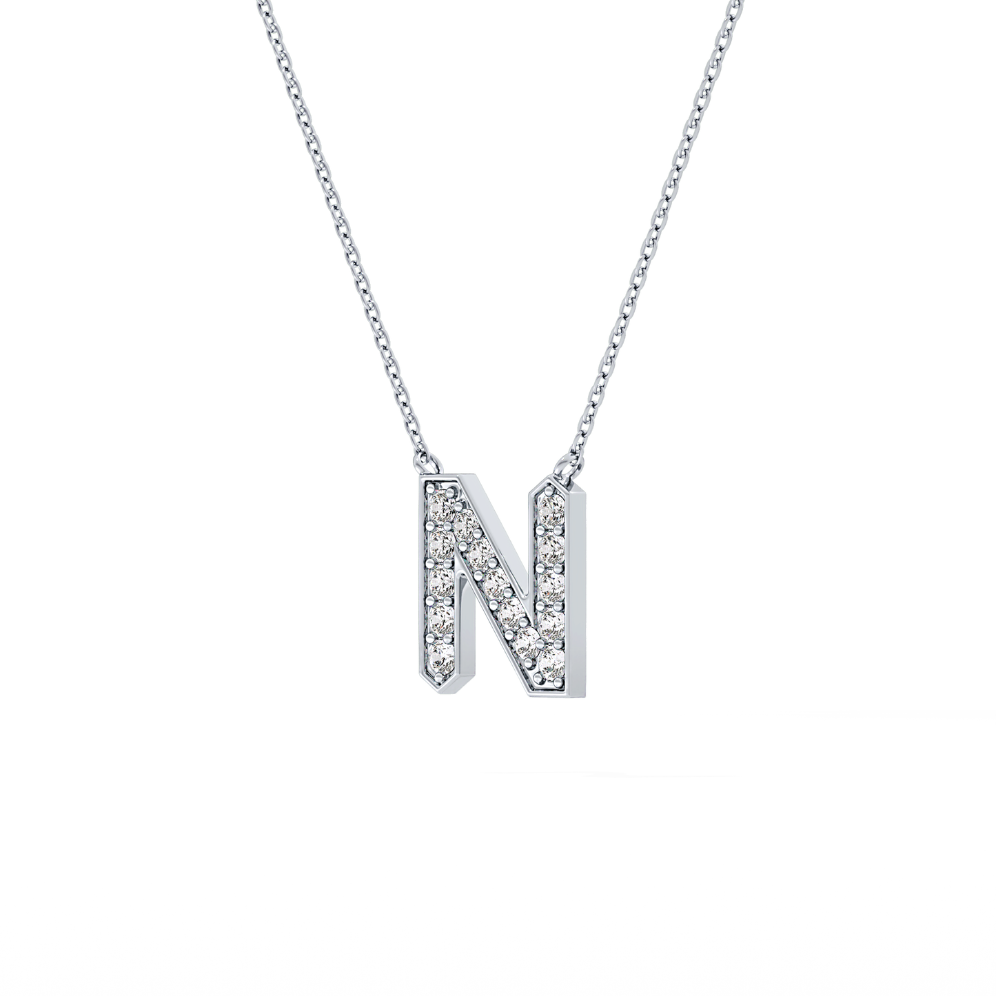 0.31 TCW Round Lab Grown Diamond N Initial Pendant Necklace