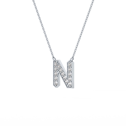 0.31 TCW Round Lab Grown Diamond N Initial Pendant Necklace