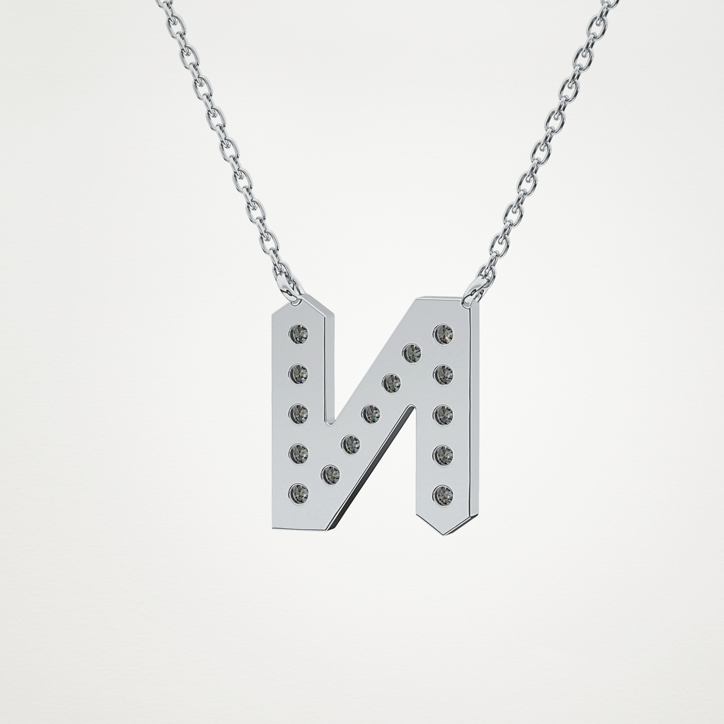 0.31 TCW Round Lab Grown Diamond N Initial Pendant Necklace