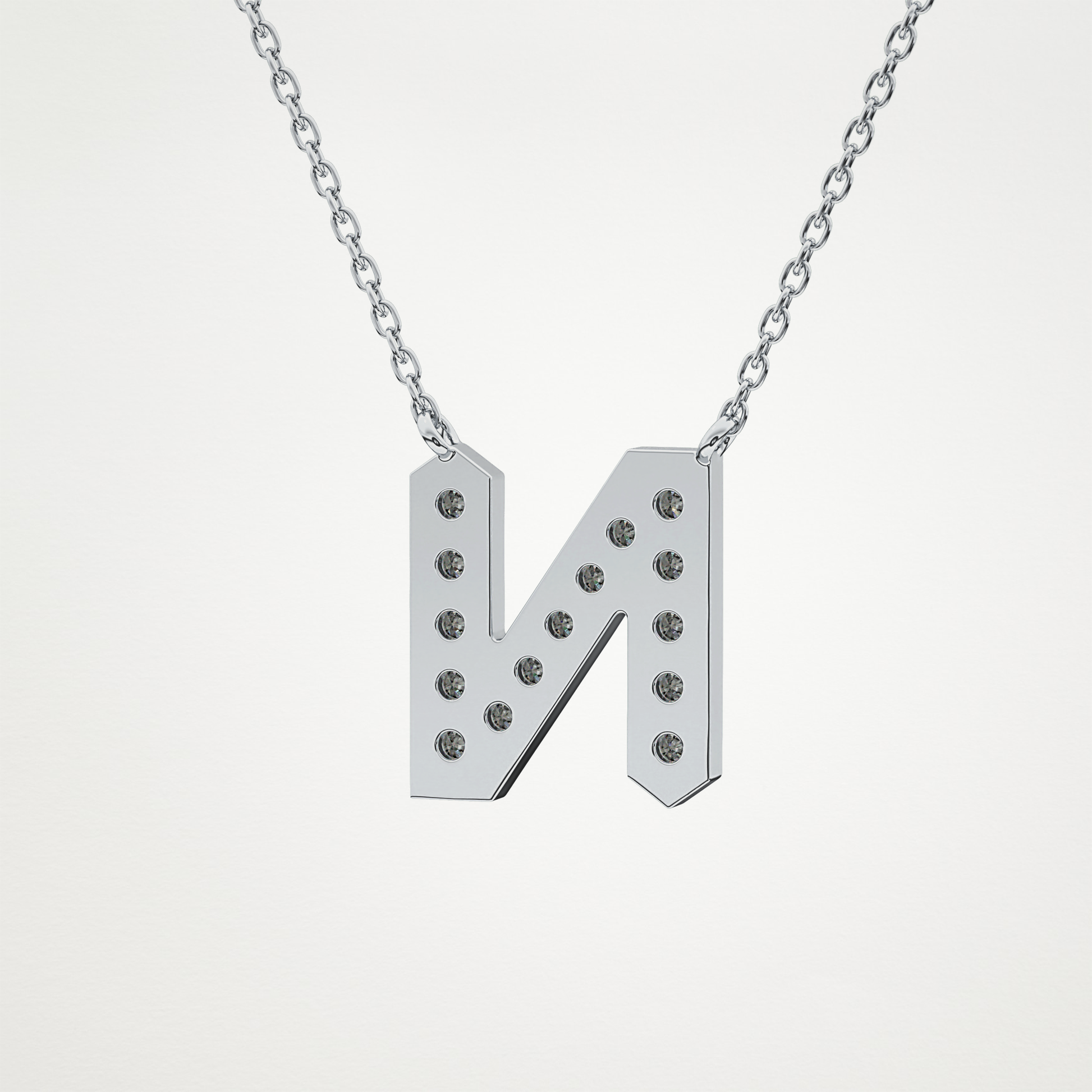 0.31 TCW Round Lab Grown Diamond N Initial Pendant Necklace