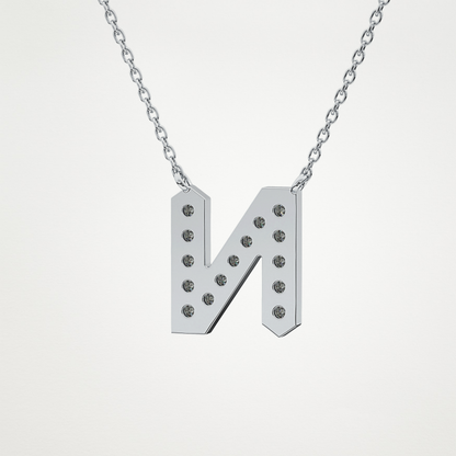 0.31 TCW Round Lab Grown Diamond N Initial Pendant Necklace