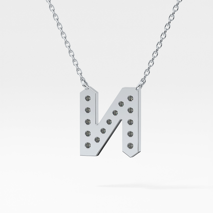 0.31 TCW Round Lab Grown Diamond N Initial Pendant Necklace