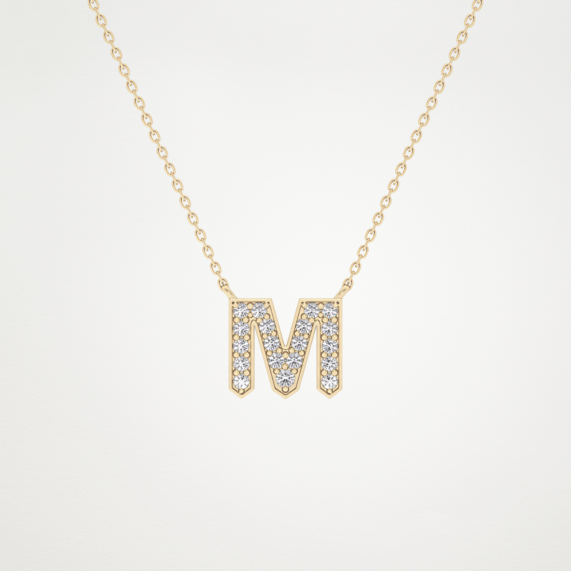 0.202 TCW Round Lab Grown Diamond M Initial Pendant Necklace