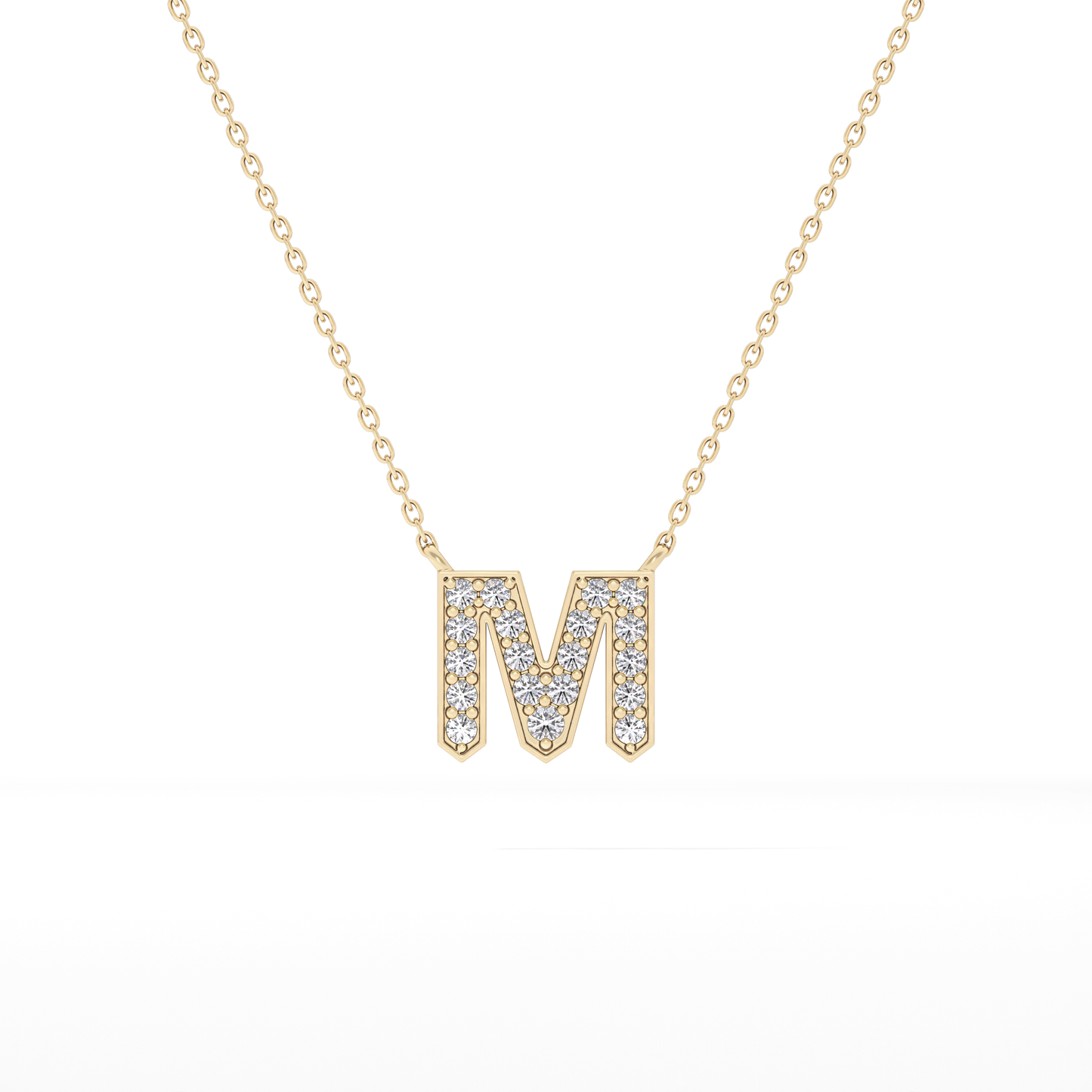 0.202 TCW Round Lab Grown Diamond M Initial Pendant Necklace