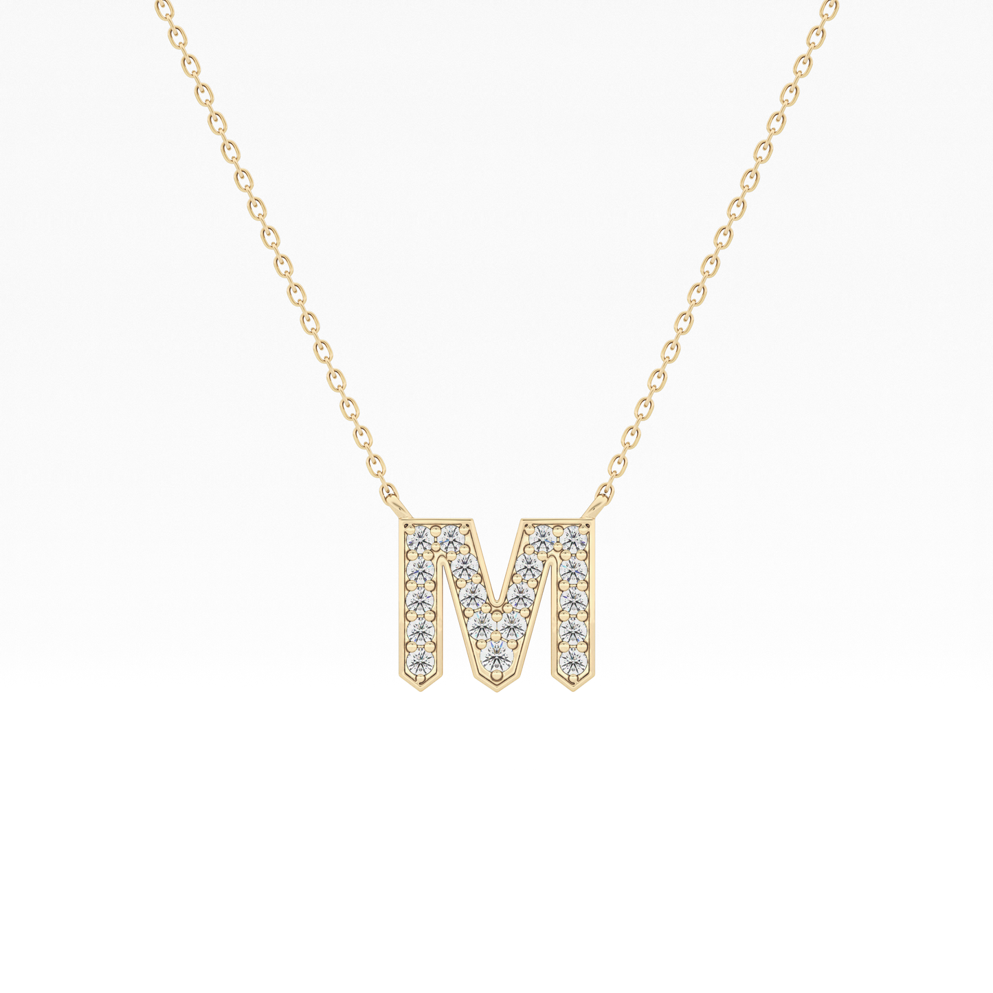 0.202 TCW Round Lab Grown Diamond M Initial Pendant Necklace