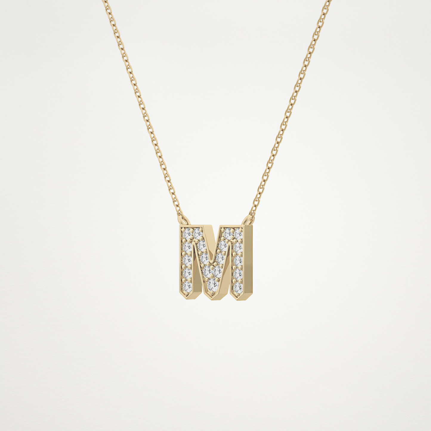 0.202 TCW Round Lab Grown Diamond M Initial Pendant Necklace